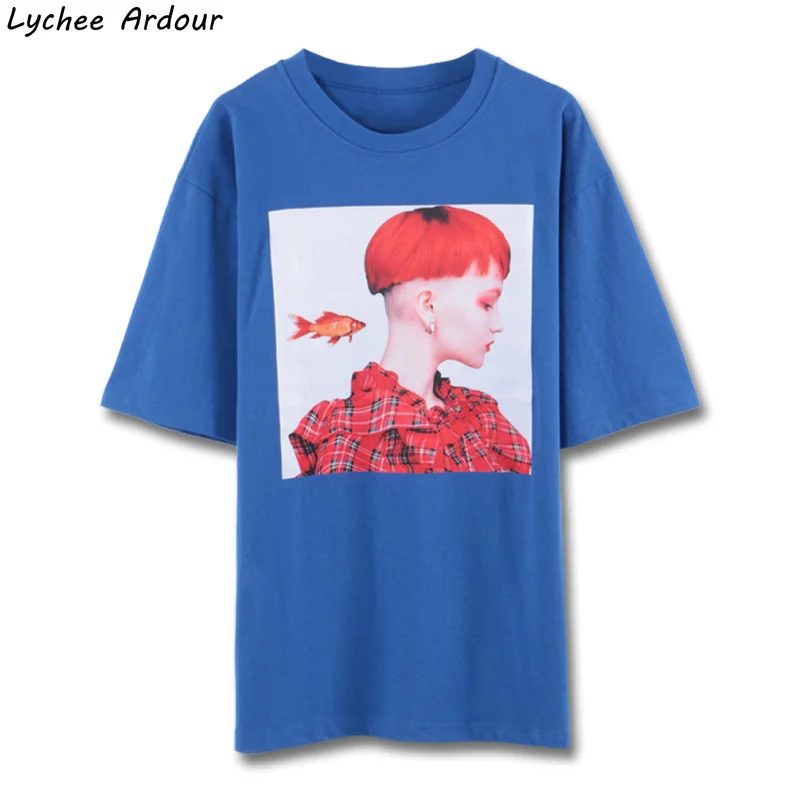 Lychee Ardour Harajuku футболка с принтом золотой рыбки женская летняя коротким рукавом