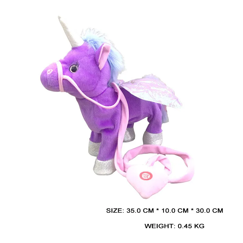 Cute Unicorn Doll Leash Flying Horse Can Walk Can Sing Plush Dolls For Poni Electric Unicorn Plush Toy Child Birthday Gift T0723 (5)