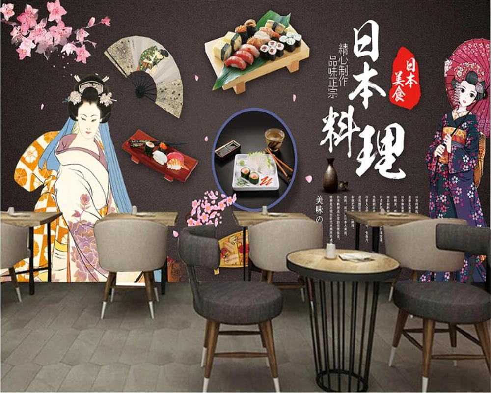 beibehang Custom Super Silky Stereo papel de parede Wallpaper Japanese Cuisine Style Beauty Food Background Decorative Painting йогурт для тела beauty food