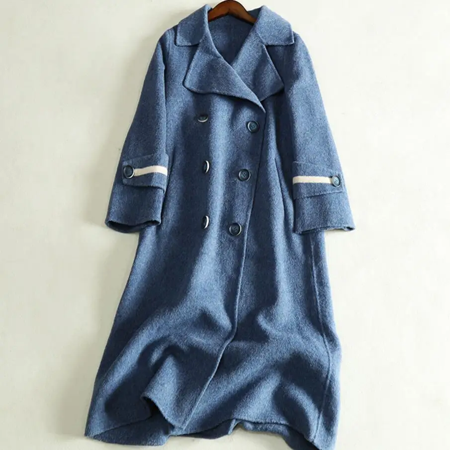 2018 winter fashion Women Woolen Coat Double-Sided Cashmere double breasted Medium Length Wool coat