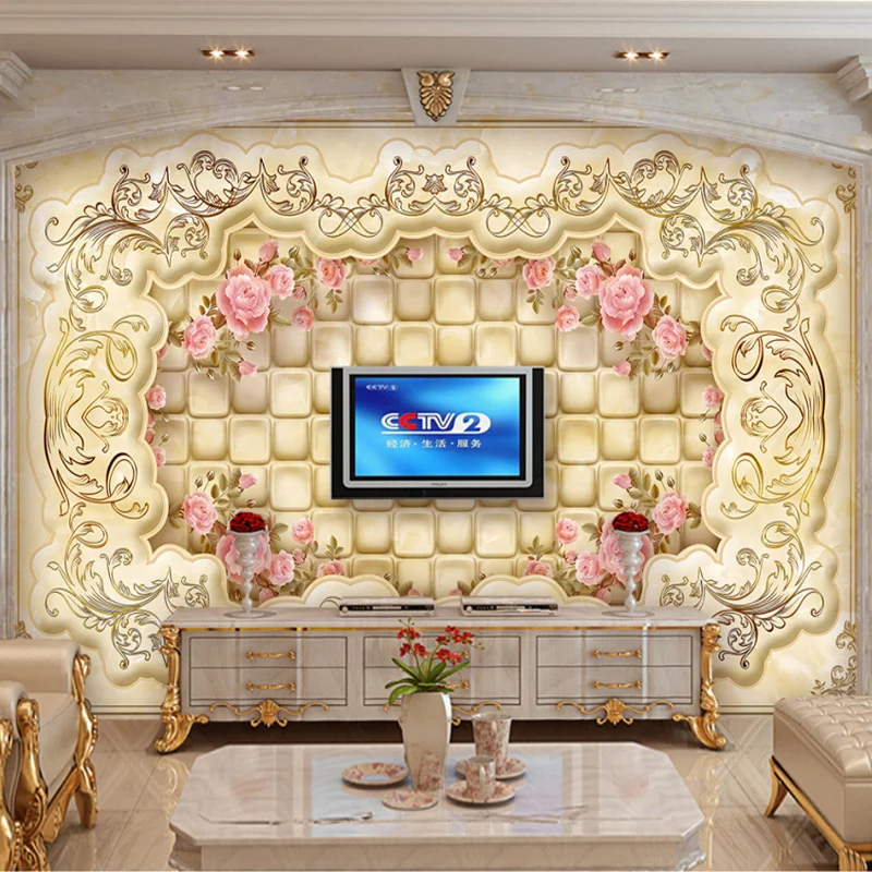 Us 8 89 57 Off Custom Mural Wallpaper For Bedroom Walls European Style 3d Embossed Rose Pattern Living Room Tv Background Wall Painting Paper In