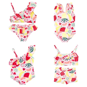 

2019 Girls Swimwear 9M-6Years Kids Beach Wear Lovely Fruits Print Baby Swimming Suits Bikini Ruffle Infantil Childs Bathing Suit