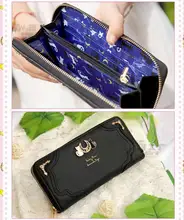 Samantha Vega Sailor Moon Wallet Women Lady Short Wallets Purse Female Black White Color Cat PU Leather for Coin Card Clutch цена Samantha Vega Sailor Moon Wallet Women Lady Short Wallets Purse Female Black White Color Cat PU Leather for Coin Card Clutch цены онлайн