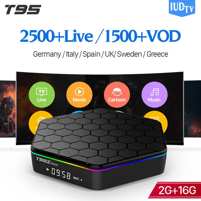 

T95Z Plus Android 7.1 2G 16G IUDTV IPTV Subscription Box 2500 Channels French Arabic Turkey Portugal French Canada Italia TV Box