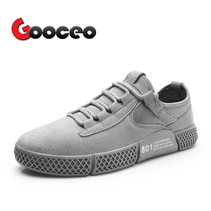 

Men's Flats Skateboarding Shoes For Men Boys Low-top Lace-Up Suede Leather Fashion Flat Casual Autumn Round-toe Nubuck Spring