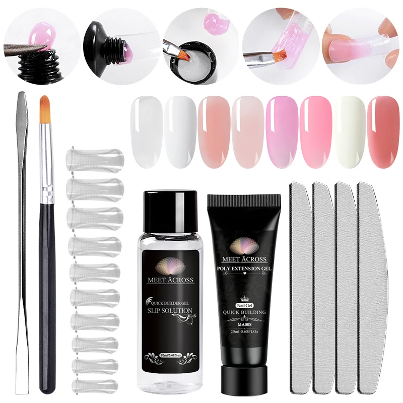 

4/6pcs/kit Poly Extention Gel Set LED Clear UV Gel Varnish Nail Polish Art Kit Quick Building For Nails Extensions Hard Jelly Ge