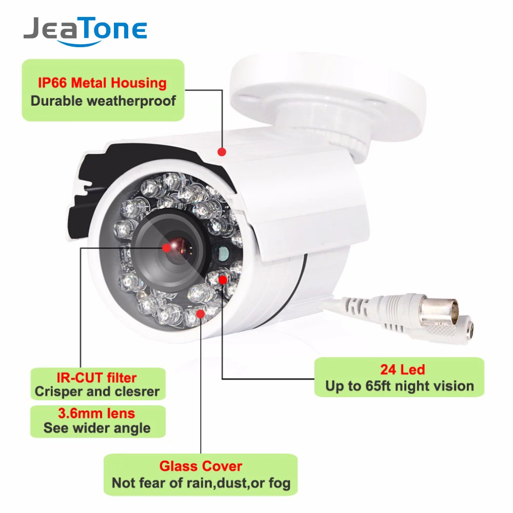 JeaTone HD 4CH DVR 4 шт. 720P 1200TVL камера безопасности видеонаблюдения видео системы Открытый водонепроницаемый Авто ночного видения камера