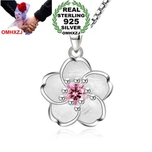 OMHXZJ модная вишня в цвету женщина девушка подарок Циркон 925 пробы серебряные подвески-шармы PE117(без цепи Цепочки и ожерелья