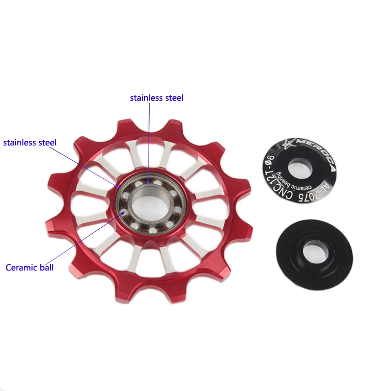 Велосипед задний переключатель Керамика подшипники натяжного ролика MTB 8/9/10/11 Скорость 12 T положительный и отрицательный керамический подшипник направляющий шкив