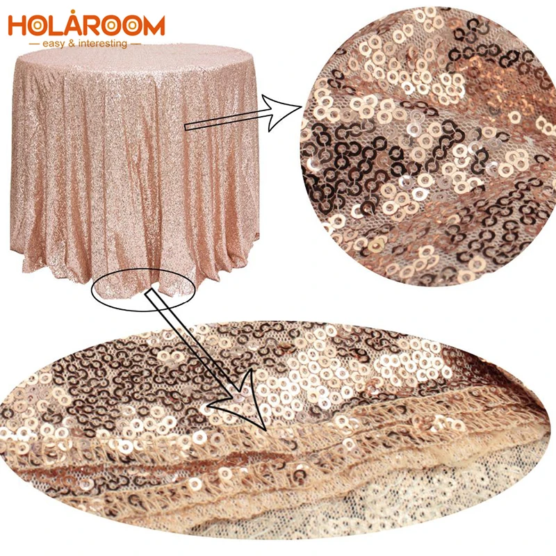 

Rose Gold Sequin Tablecloth Glitter Round Rectangle Embroidered Sequin Table Cloth For Wedding Party Tablecloth Sequin Color