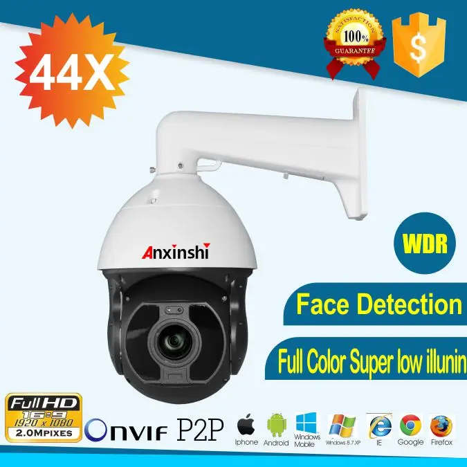 US $834 2 14% OFF|Smart IP PTZ Camera 44X optical zoom starlight SonyIMX290 face detection Crossing line detection H 265 PTZ IP onvif camera -in