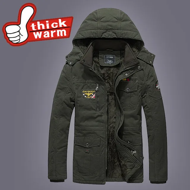 Winter Men Down Parkas casual military Hooded Detachable Cap Jackets