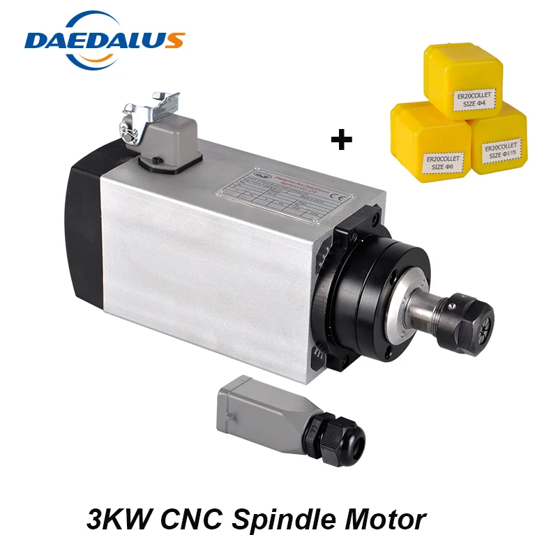 

Free Shipping 3KW Spindle ER20 Air Cooled Spindle Motor 220V 380V CNC Milling Motor Four Bearings For Engraving Machine Tools