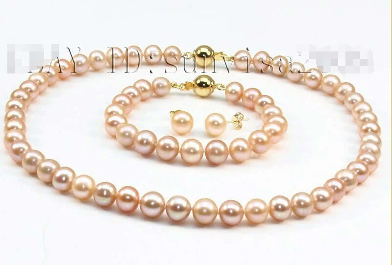 

shipping SET 8-9MM PINK WHITE BLACK GRAY WHITE PEARL NECKLACE (A0423)