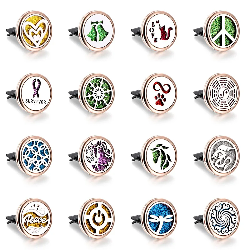 

Peace sign Removable Stainless Steel Car Essential Oil Diffuser Necklace Rose Gold Perfume Diffusion Aroma Spread Air Locket