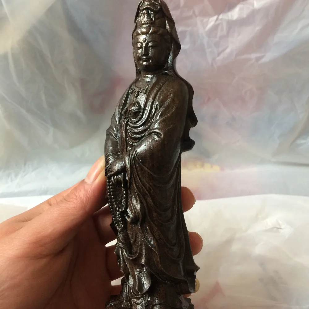 Восточная винтажная деревянная статуя Kwan-yin ручной работы, украшение для дома, статуя Будды, деревянная статуя ручной работы