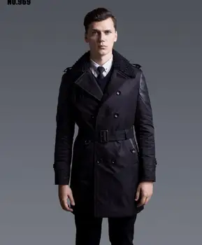 

S-6XL ! Fashion winter coat men , Men's slim cotton-padded long coat mens winter jackets and coats with fur collar !