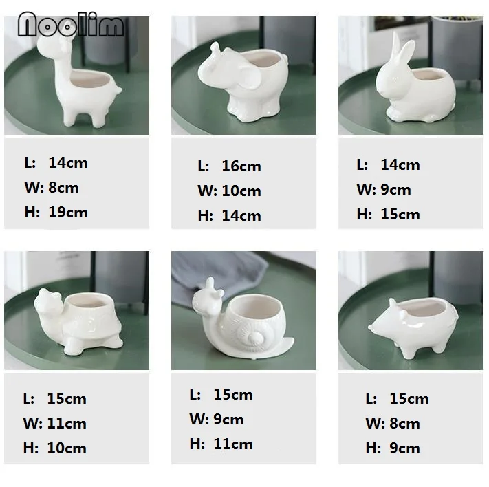 Белый фарфор милые цветочные горшки суккулент плантатор милые животные растения Цветочный горшок дно с отверстием домашнее настольное украшение