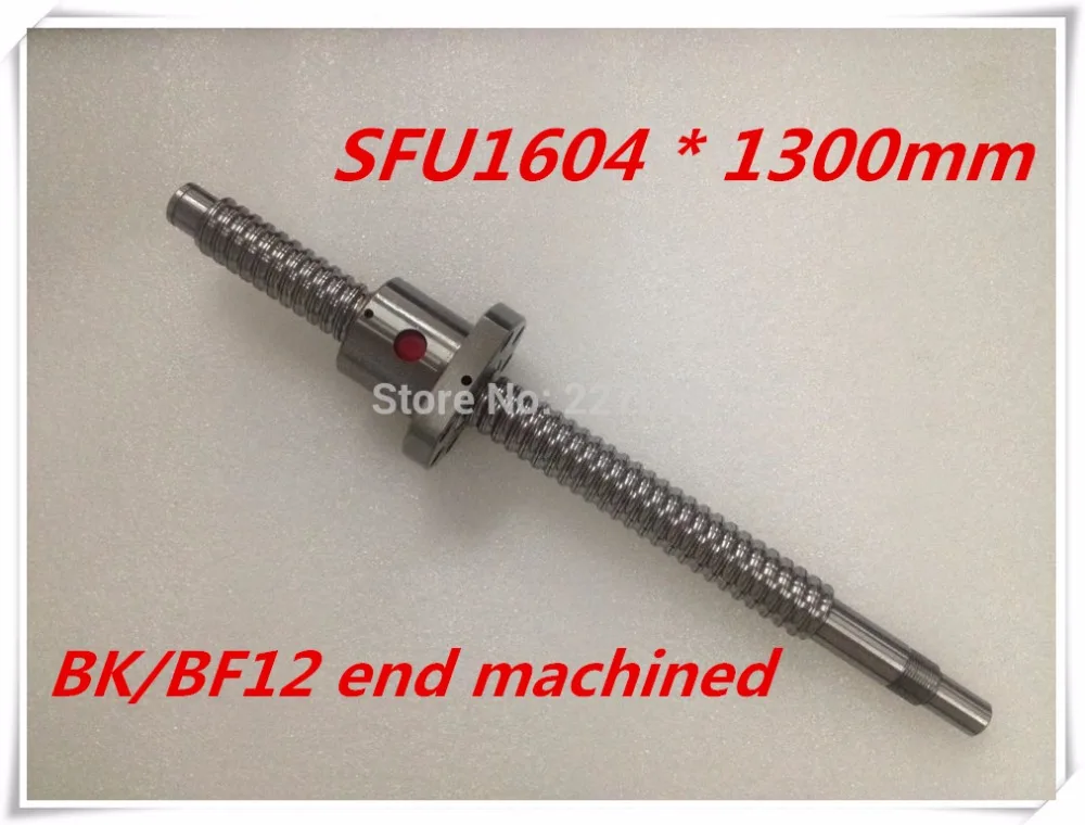 

SFU1604 1300mm Ball Screw Set : 1 pc ball screw RM1604 1300mm+1pc SFU1604 ball nut cnc part standard end machined for BK/BF12
