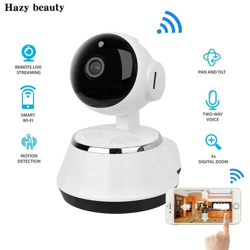 New ! Pan Tilt Wireless IP Camera WIFI 720P CCTV Home Security Cam Micro SD Slot Support Microphone & P2P Free APP ABS Plastic wireless ip camera hd 720p megapixel wifi camera home security cameras support tf sd card indoor two audio pan tilt p2p ip cam