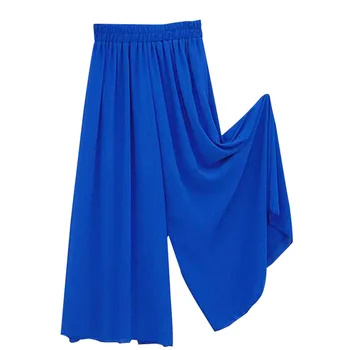 

Laamei Summer New Women High Waist Wide Casual Pants Leg Long 2019 Loose Fashion Sexy Pant Women's Loose Chiffon Gauze Pant Long