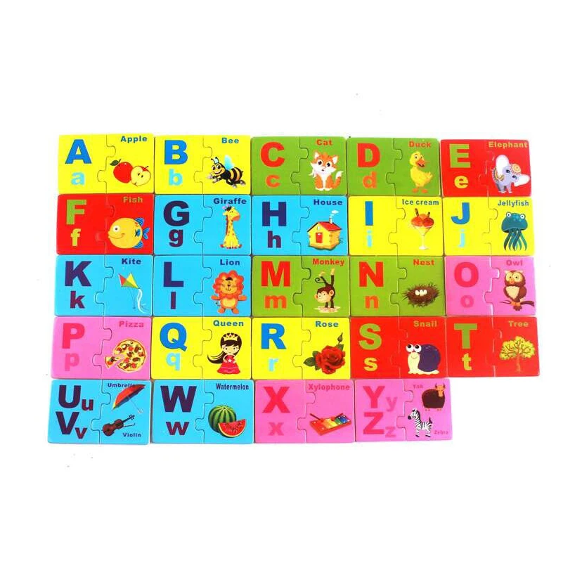 

Chanycore Baby Learning Educational Wooden Toys Alphabet Cartoon Puzzle Jigsaw Card Letter Arithmetic Matching Gifts 4070