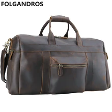 Мужская винтажная дорожная сумка, большая вместительность, натуральная кожа, дорожная сумка для путешествий, для офиса, путешествий, Портативная Сумка-тоут из воловьей кожи, мужская сумка для багажа