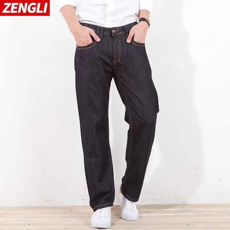 

ZENGLI Mens Jeans Men Straight Loose Middle Waist Men Jeans Vaqueros Hombre Top Quality Thin Soft Stretch Trousers