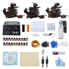Professional Complete Tattoo Kit 3 Rotary Tattoo Machine Guns Liner 20 Pigments Power Supply System USPlug Body Beauty DIY Tools