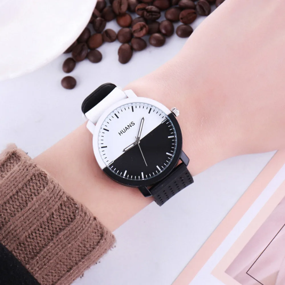 

HUANS Luxury Brand Simple Mens Women Watches Plastic Personality Circular Dial Silica Gel Quartz Lovers Clock Wrist Watch reloj