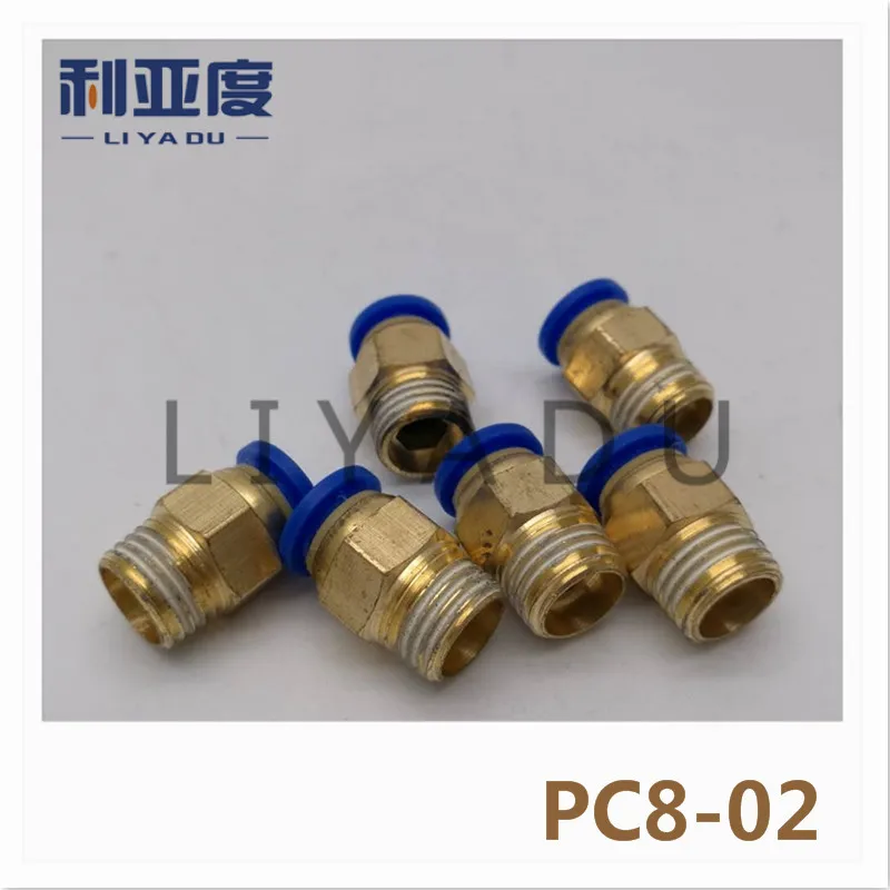 

30PCS/LOT PC8-02 8mm to 1/8' fast joint / pneumatic connector / copper connector / thread