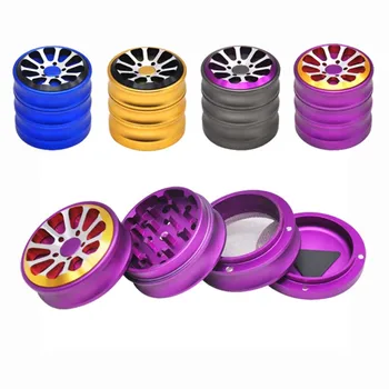 

12pcs/lot Wheel Air Craft Grade Aluminum Tobacco Herb Grinder 56MM Sharp Diamond Teeth Spice Mill Crusher Herbal Metal Grinder