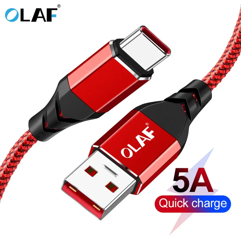 

OLAF Quick charge 3.0 5A USB type c cable For Huawei p20 p10 p9 Mate 20 Pro 2A Fast charge data cable for Samsung s9 s8 oneplus