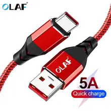 Olaf carga rápida 3.0 5a usb tipo c cabo para huawei p20 p10 p9 companheiro 20 pro 2a cabo de dados de carga rápida para samsung s9 s8 oneplus