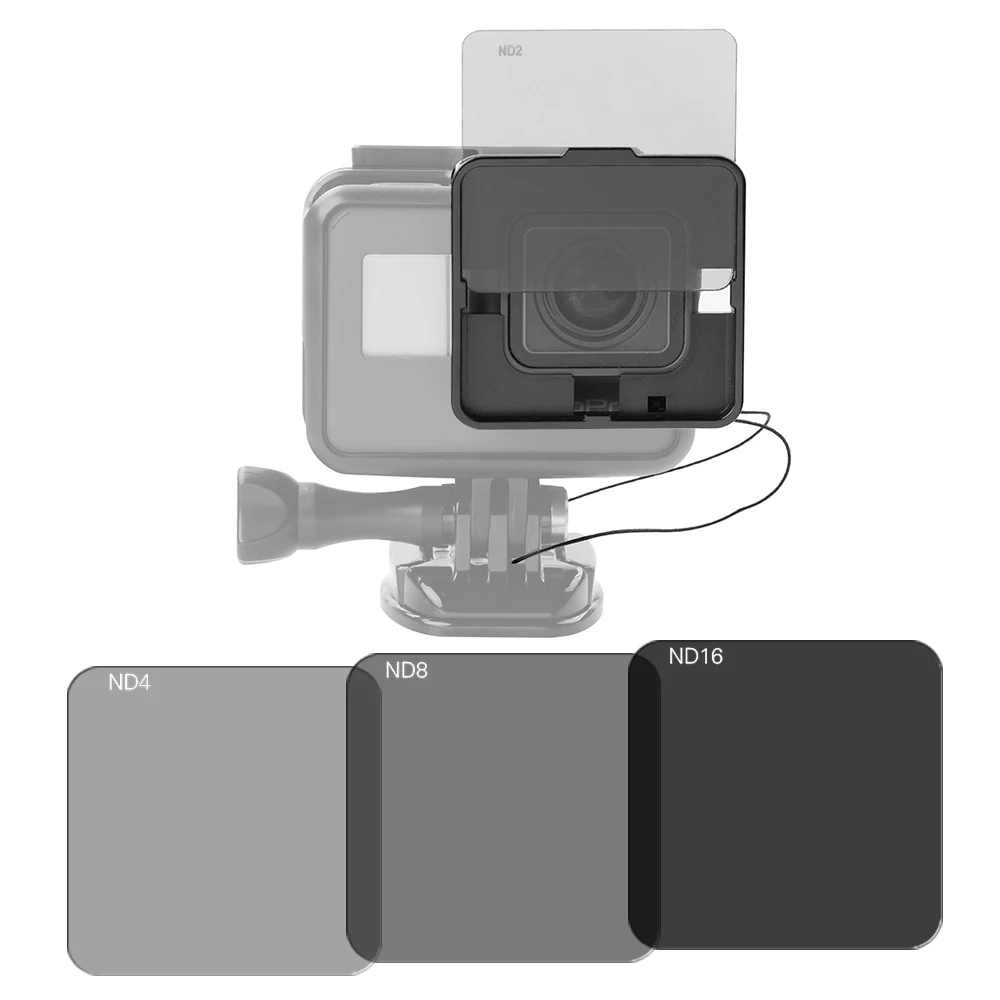 Набор фильтров ND2/ND4/ND8/ND16 для GoPro Hero 5 Комплект с держателем монтажной рамы |