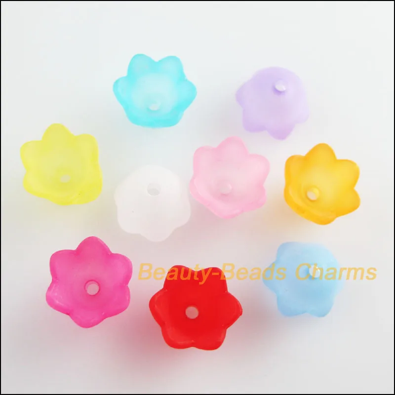 

New 60Pcs Mixed Acrylic Plastic Horn Flower Spacer Beads End Caps Charms 7x9mm