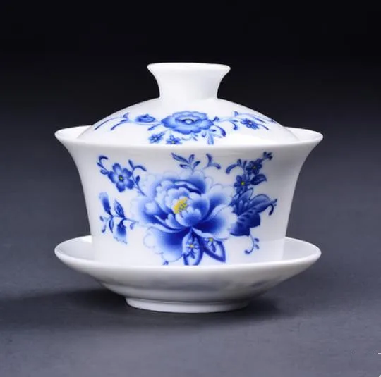 Керамические расписанные вручную чайные чашки Gaiwan, китайские чайные чашки Kong Fu, чайная посуда, аксессуары, домашний чайный набор, посуда для напитков - Цвет: B