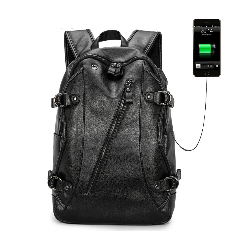 Мужской рюкзак из искусственной кожи, школьный рюкзак для ноутбука, рюкзак для подростков, брендовые Дизайнерские повседневные Рюкзаки, вместительные сумки