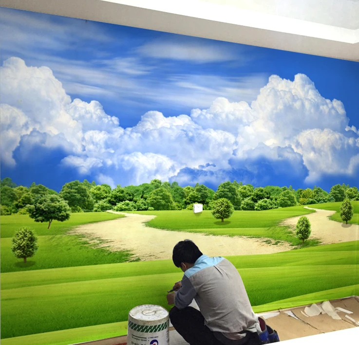 Kustom ukuran 3D dinding mural wallpaper untuk ruang tamu 