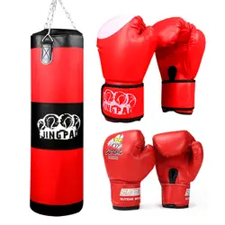 Взрослых боксерские перчатки + Детские Боксерские перчатки + 1 шт. пустой песком 100 см Training Фитнес Боец ММА Бокс сумка Пробивание сумка С