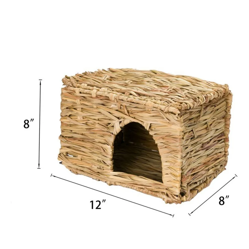 Новая мода ручная работа трава тканый хомяк гнездо маленький питомец кролик морская свинка складная кровать жевательные игрушки маленькие клетки для животных аксессуар