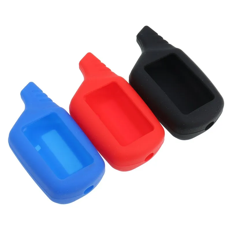 Silicone Car Alarm System Remote Control Key Case Cover Keyfob Chain Two way Car Remote for