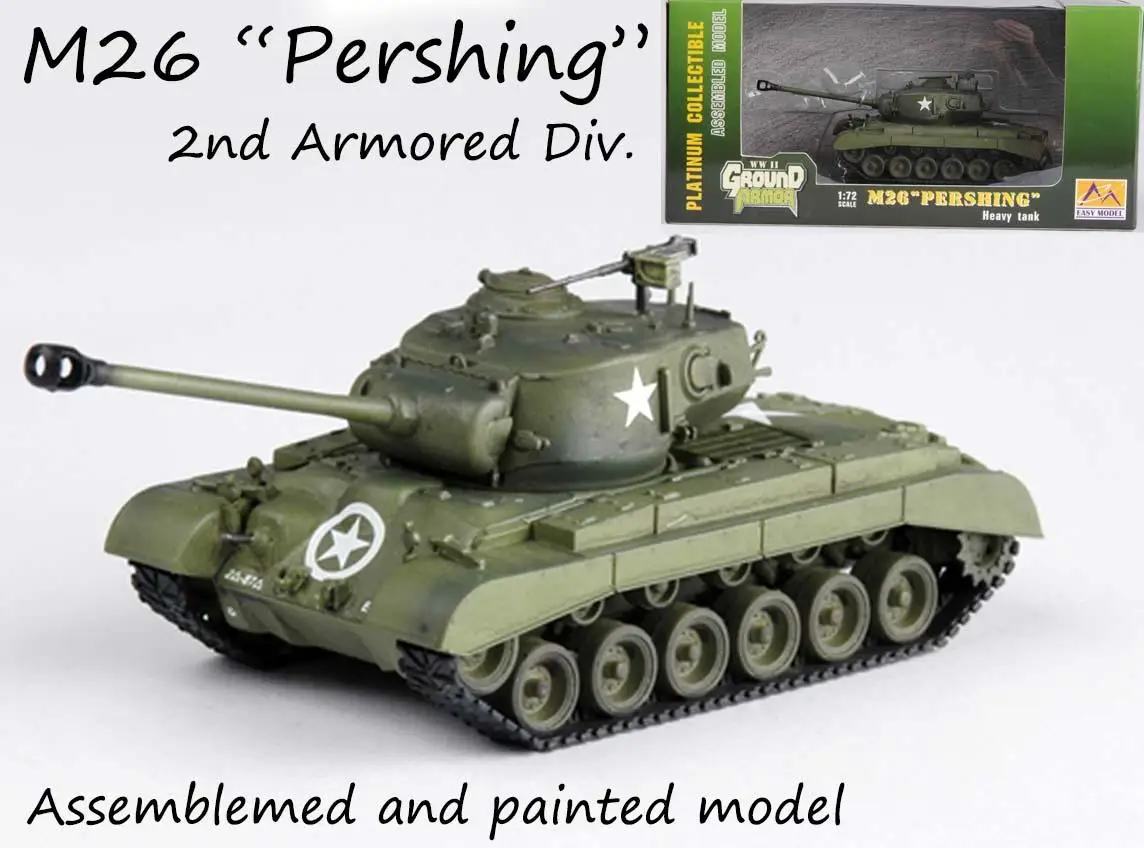 

WWII US army M26 Pershing Tank 2nd Armored Division 1:72 non diecast Easy Model