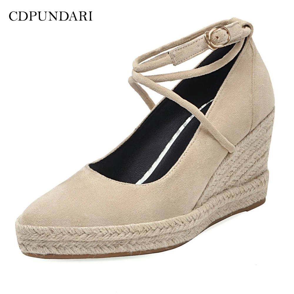 

CDPUNDARI 2019 Ladies Pointed Toe Platform high heels women Wedges Pumps shoes woman chaussures femmes