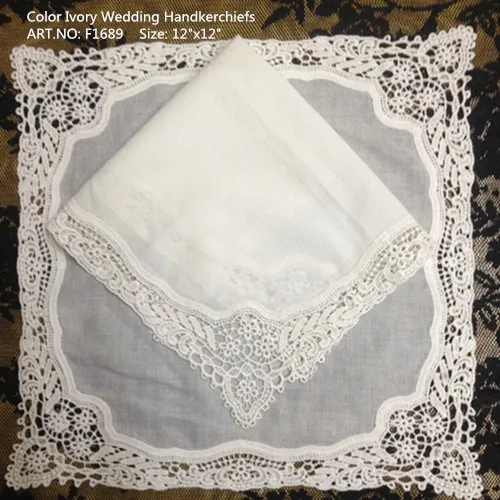 Набор из 12 Модные женские платки 12-дюймовый хлопок Sweet Heart платок крючком кружева края носовой платок Свадьба носовой платок для невесты
