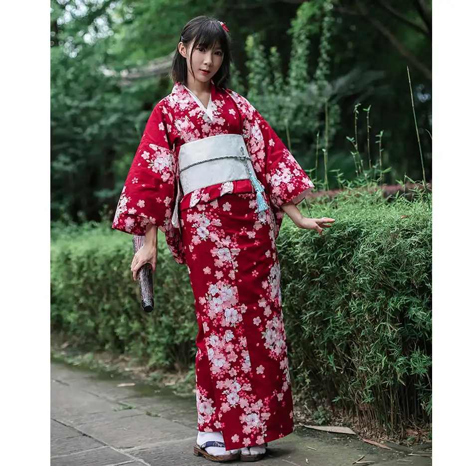 Traditionellen Japanischen Floral Kimono Mit Obi Frauen Baumwolle Bad Robe Yukata Weibliche Vintage Cosplay Kostum Abendkleid Asiatische Pazifik Inseln Kleidung Aliexpress