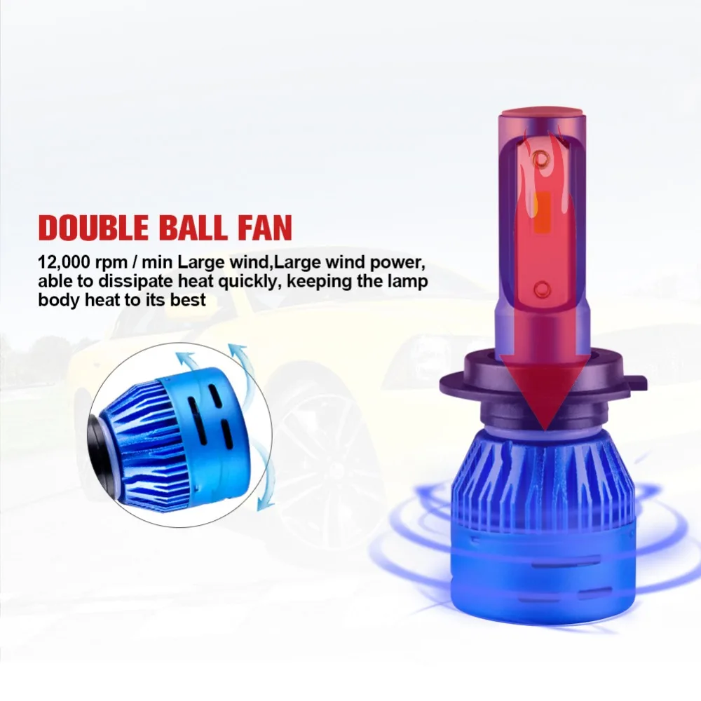 LED DOB чип H4 H7 автомобильные фары 12 В 24 синий корпус H1 H11 H8 9005 9006 HB3 HB4 8000LM 72 Вт Hi Lo луч