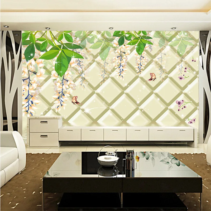 

Factory price Customized wallpaper mural Chinese pattern scenery with soft decorating behind sofa as background livingroom