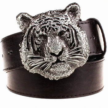 

Tiger belt Men's leather belt tiger head pattern metal buckle strap male leather belt western cowboy style belt gift for men