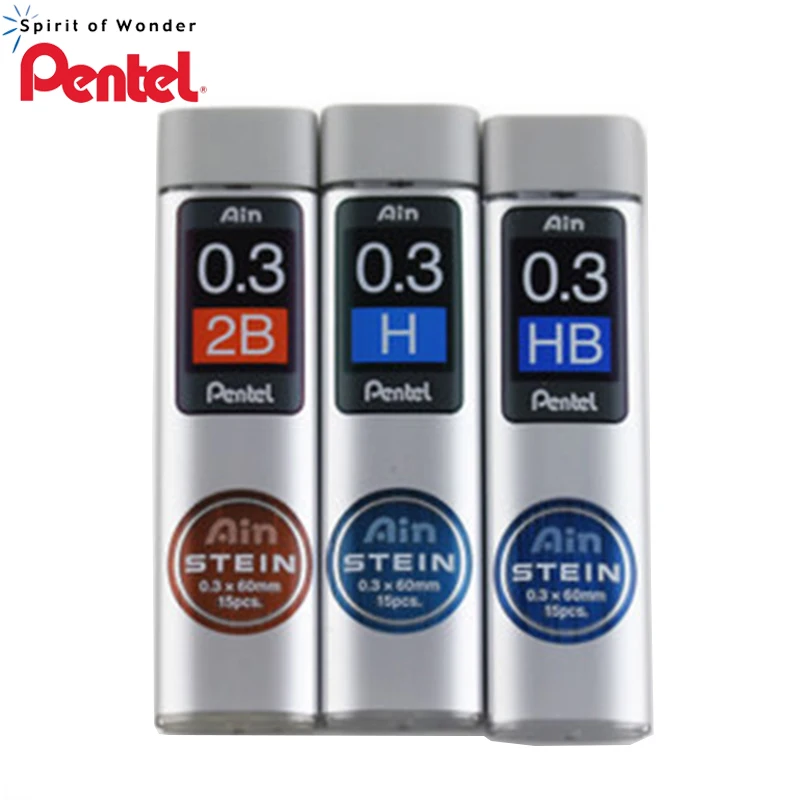 2019 5 трубок/партия (15 шт./трубка) механические карандаши Pentel 0 3 мм B 2B HB заправки
